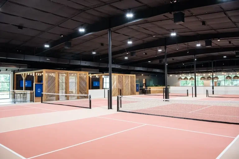 Indoor pickleball court view of Rally in Charlotte, NC.