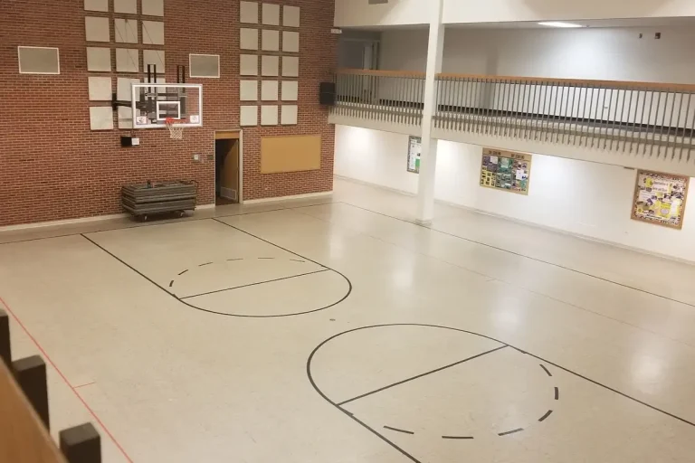 Interior to Sardis Presbyterian Church, home to indoor pickleball courts in Charlotte, NC.