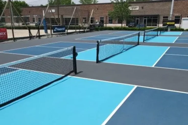 Outdoor pickleball court view of Sports Connection - Granite Street, home to indoor and outdoor pickleball courts in Charlotte, NC.