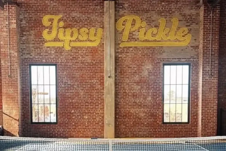 Interior of Tipsy Pickle, home to indoor and outdoor pickleball courts in Charlotte, NC.